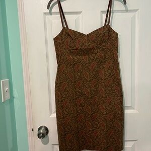 Elegant Brown Paisley Dress